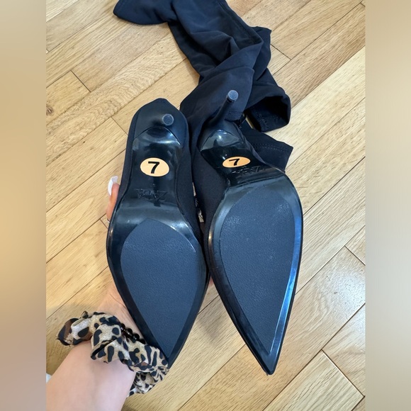 COPY - ZARA - knee high black sock heel boots size 7 - Picture 7 of 7